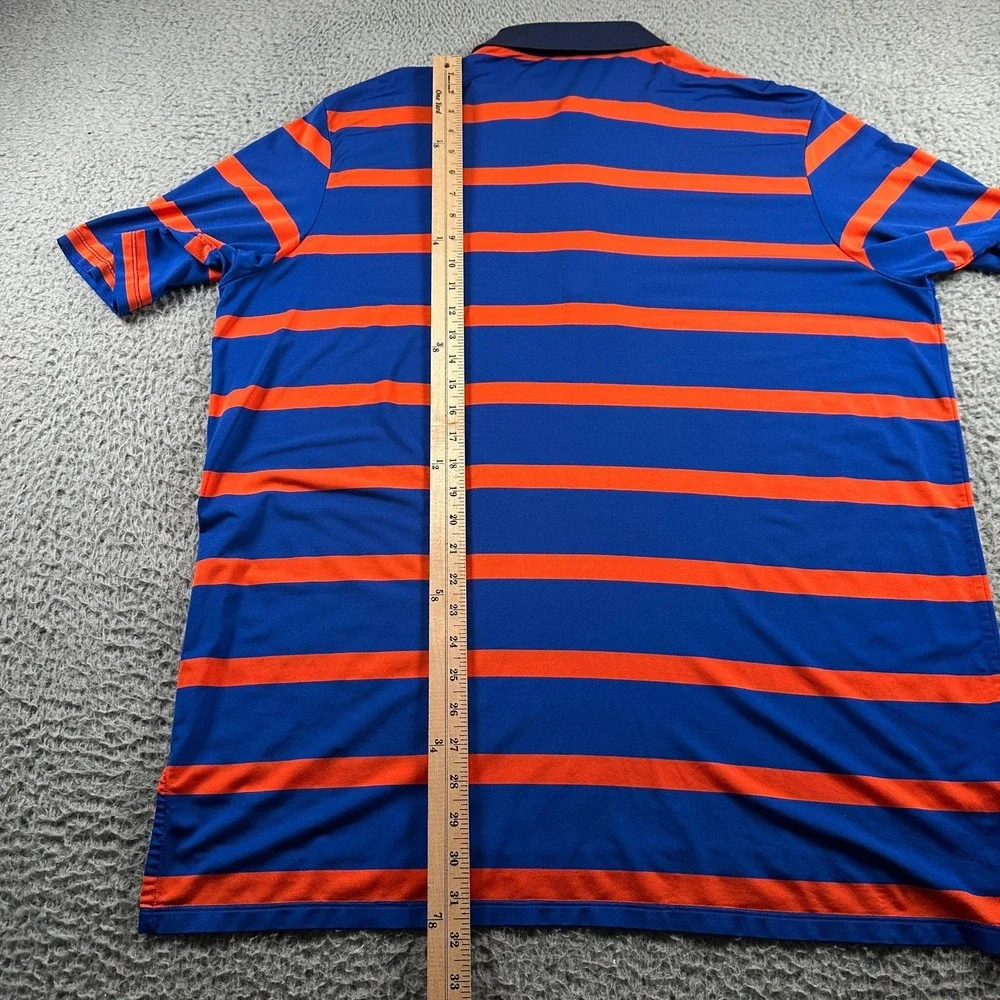Ralph Lauren RLX Polo Mens XL‎ Blue Orange Striped Indian Wells Golf Shirt Tech